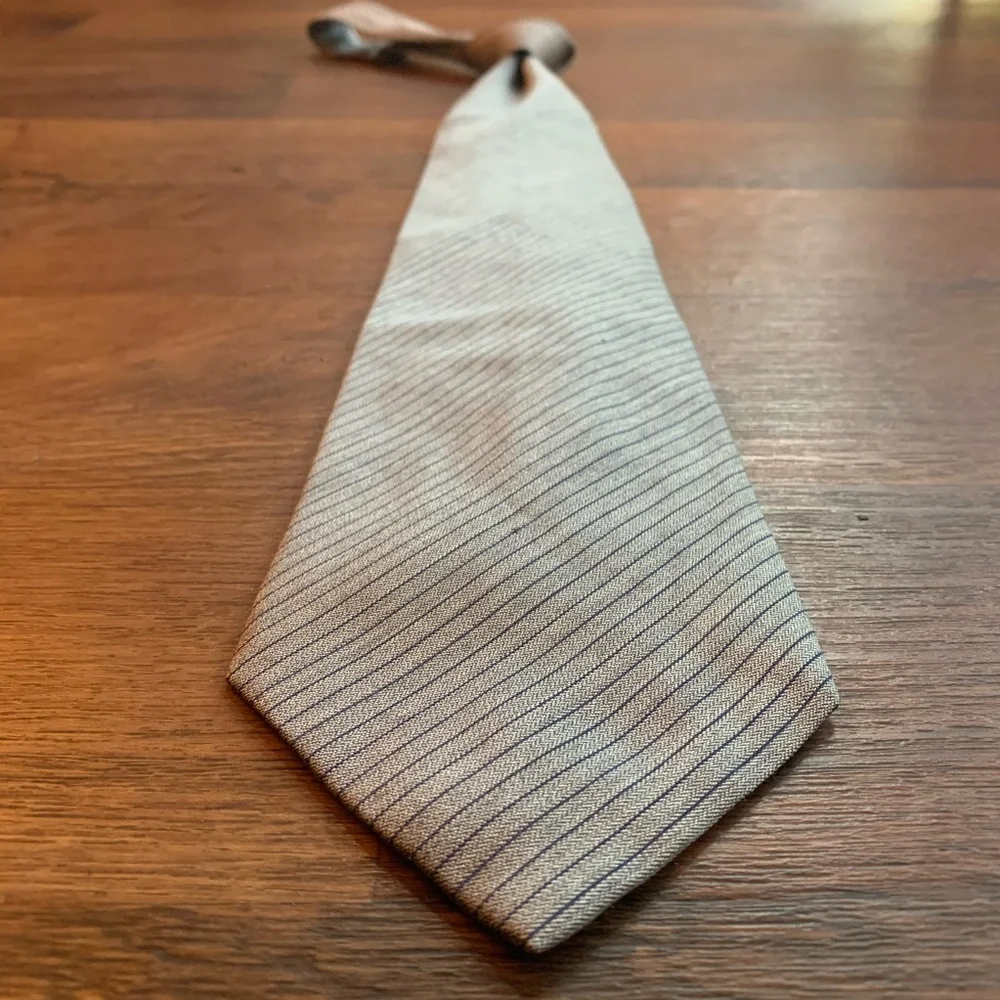 Balenciaga Gray & Navy Pinstripe Silk Tie